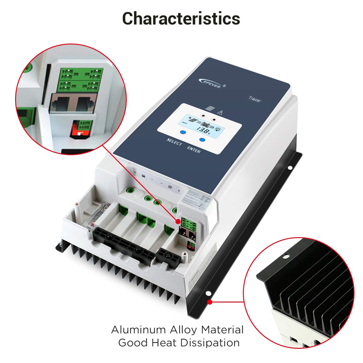 EPEVER 60A MPPT Solar Charge Controller 12V/24V/36V/48V Auto, Max 150V PV Input, Negative Ground, with MT50 Remote Meter, RTS Temperature Sensor & RS485 PC Cable – Ideal for Off-Grid Solar Systems, RVs, Boats, and Home Energy Storage