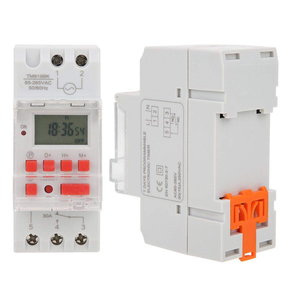 TM919BK Digital Timer Switch - AC 85-265V 30A, 24H/7D Programmable with 16 On/Off Settings & Countdown Function | Perfect for Home Automation, Lighting Control, and Energy Saving