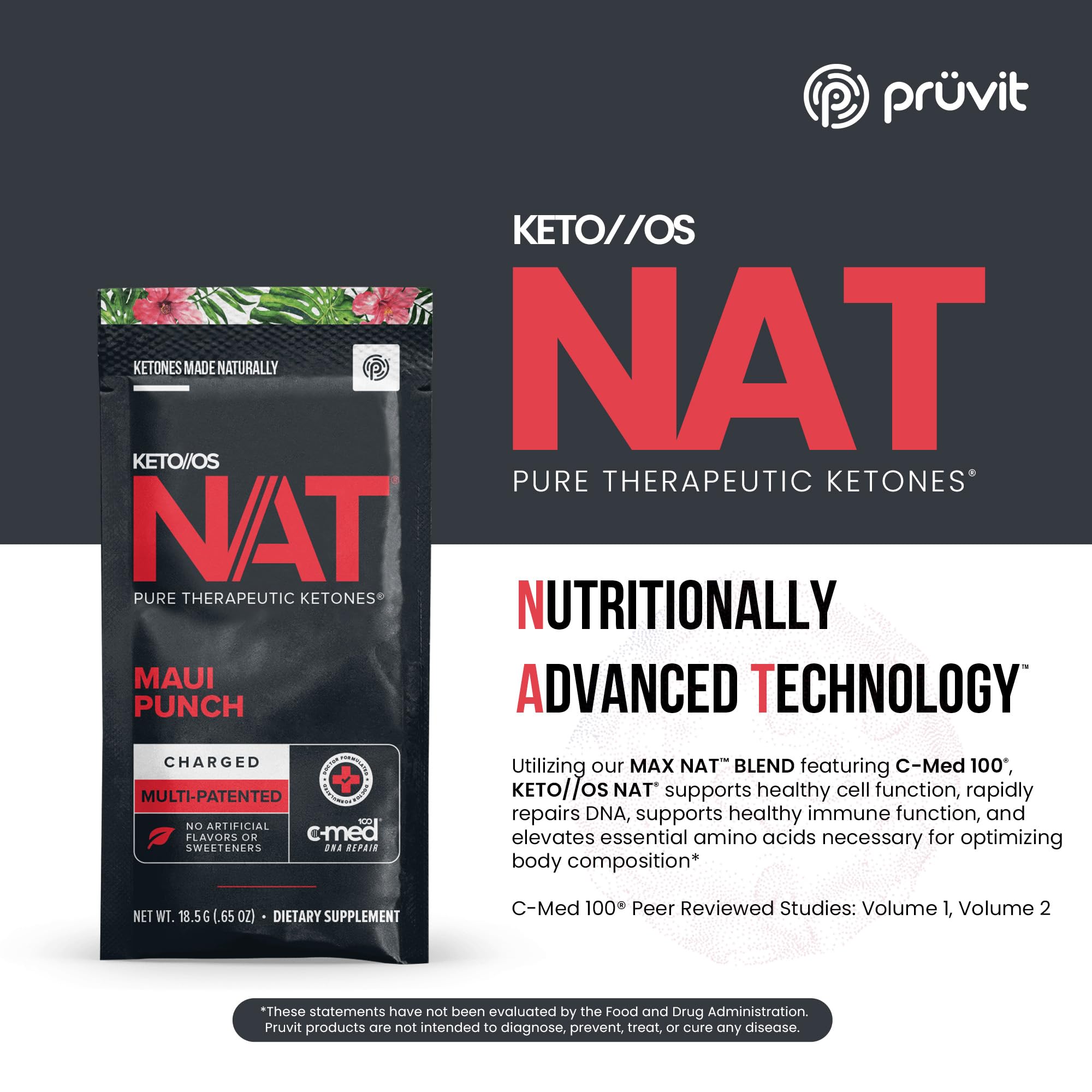 PRÜVIT Keto//OS NAT® Maui Punch - Premium Ketogenic Supplement for Men & Women (20 Servings) | Supports Weight Loss & Energy Boost | Perfect for Keto Diet & Active Lifestyle