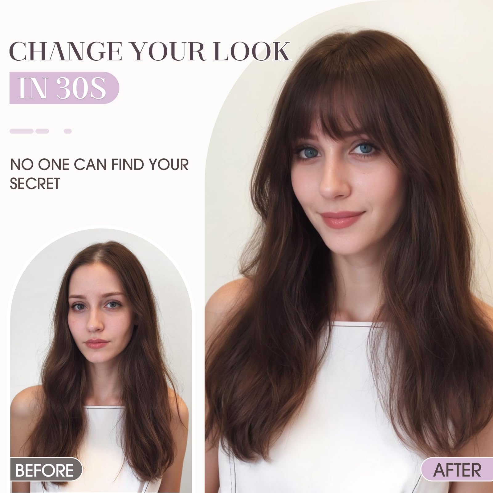 100% Real Human Hair Toppers with Bangs for Women - 16 Inch Blonde Clip-in Hairpiece (2.8