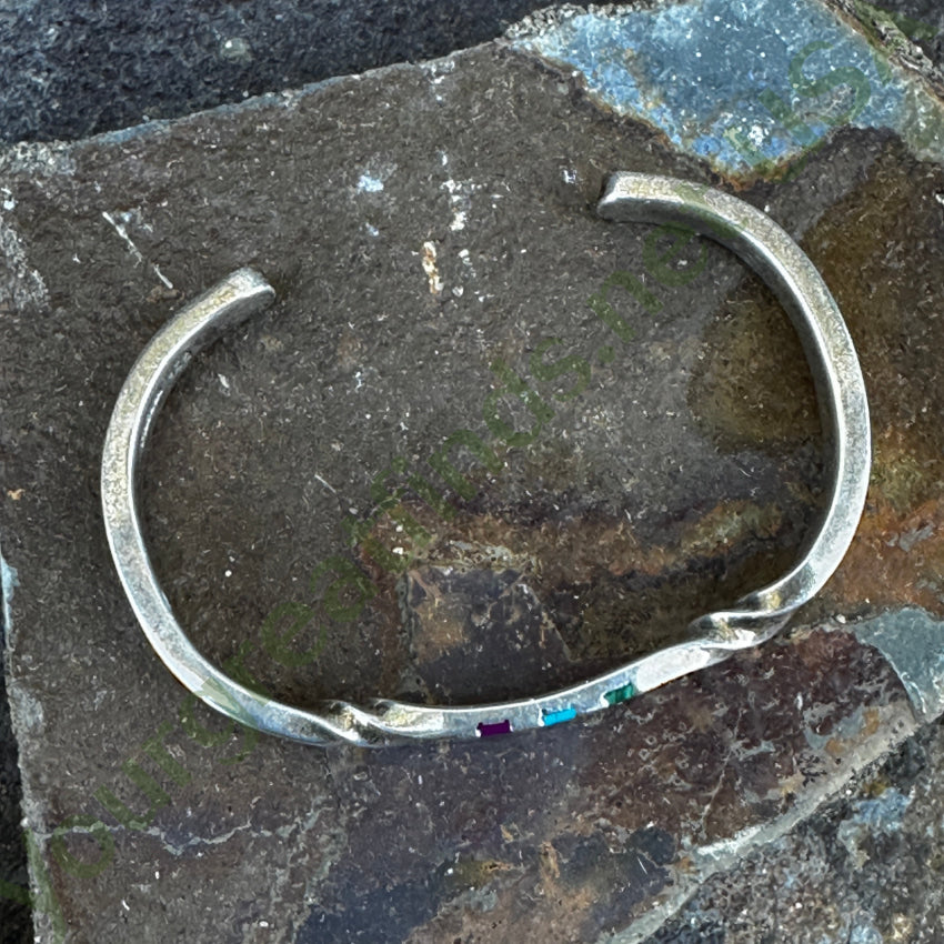 Sterling Silver Channel Inlay Cuff Bracelet for Women - Elegant Stackable Bangle Jewelry Gift for Birthday, Anniversary & Special Occasions