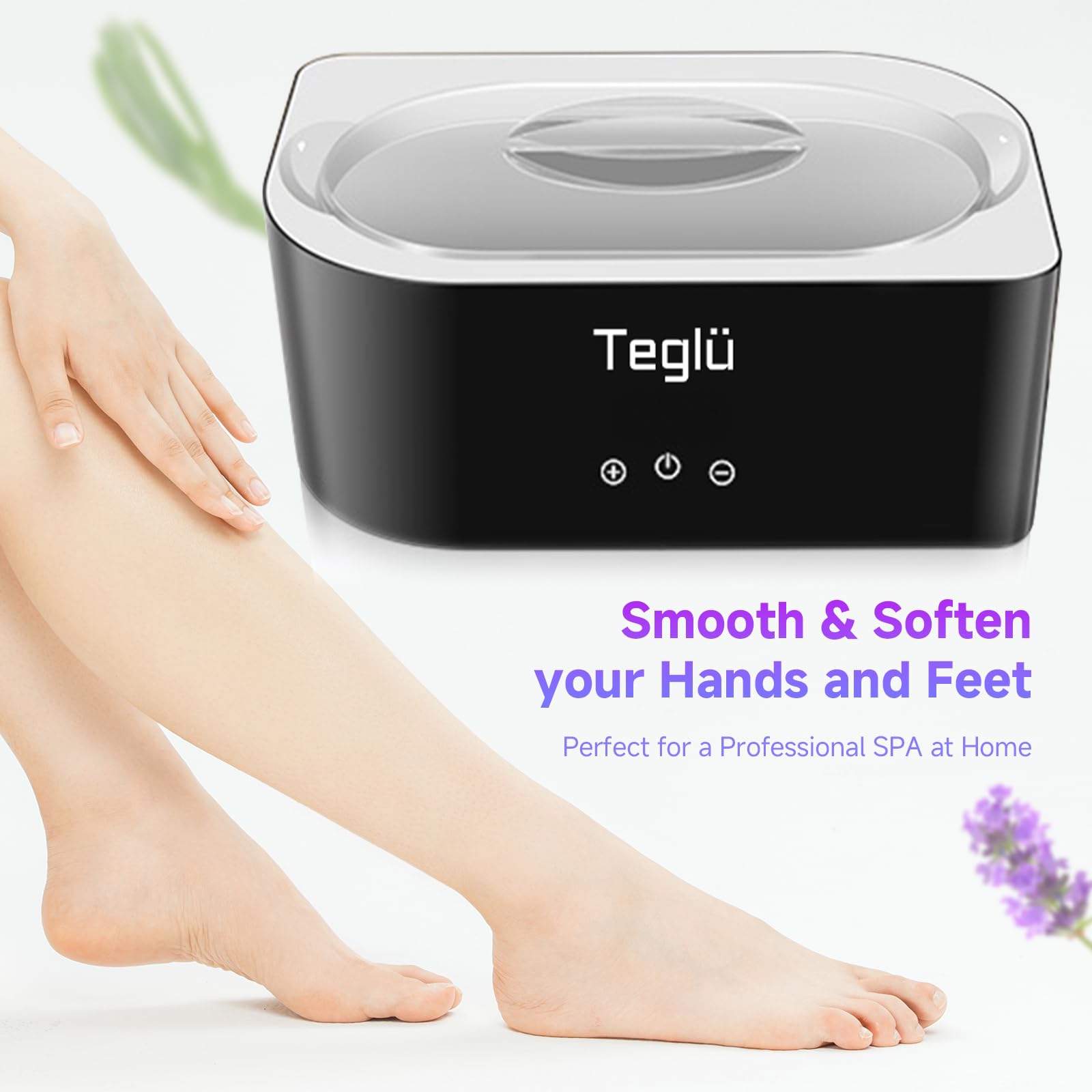 Teglu 4L Paraffin Wax Machine for Hand and Foot Spa with 3x 450g Wax Refills | Professional At-Home Hand & Foot Therapy | Perfect for Pain Relief, Moisturizing & Relaxation After Workouts, Manicures or Pedicures