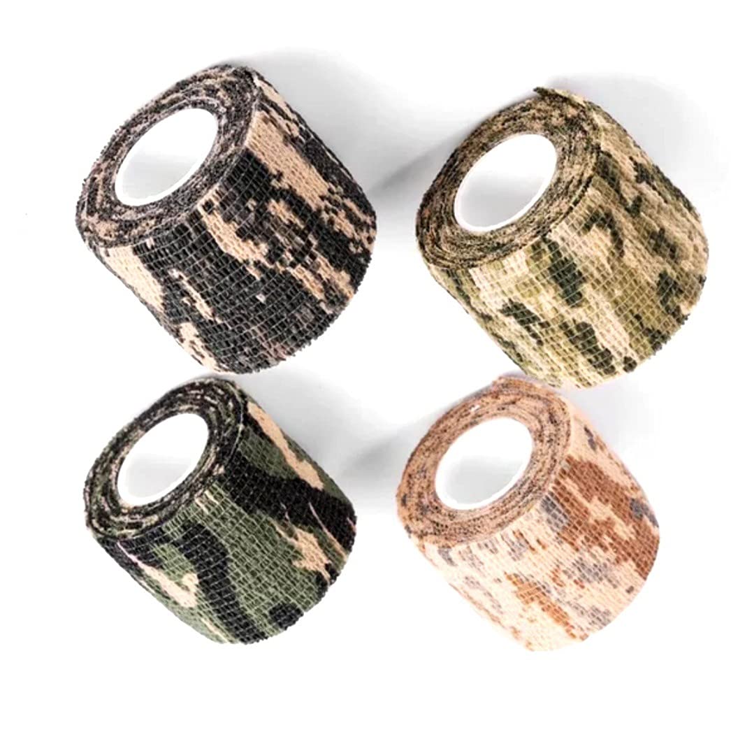 4pcs Elastic Stealth Hunting Military Waterproof Camouflage Tape - Adhesive Grip Wrap for Rifles, Guns & Outdoor Gear - Perfect for Tactical Use, Hunting, Survival & Military Operations
