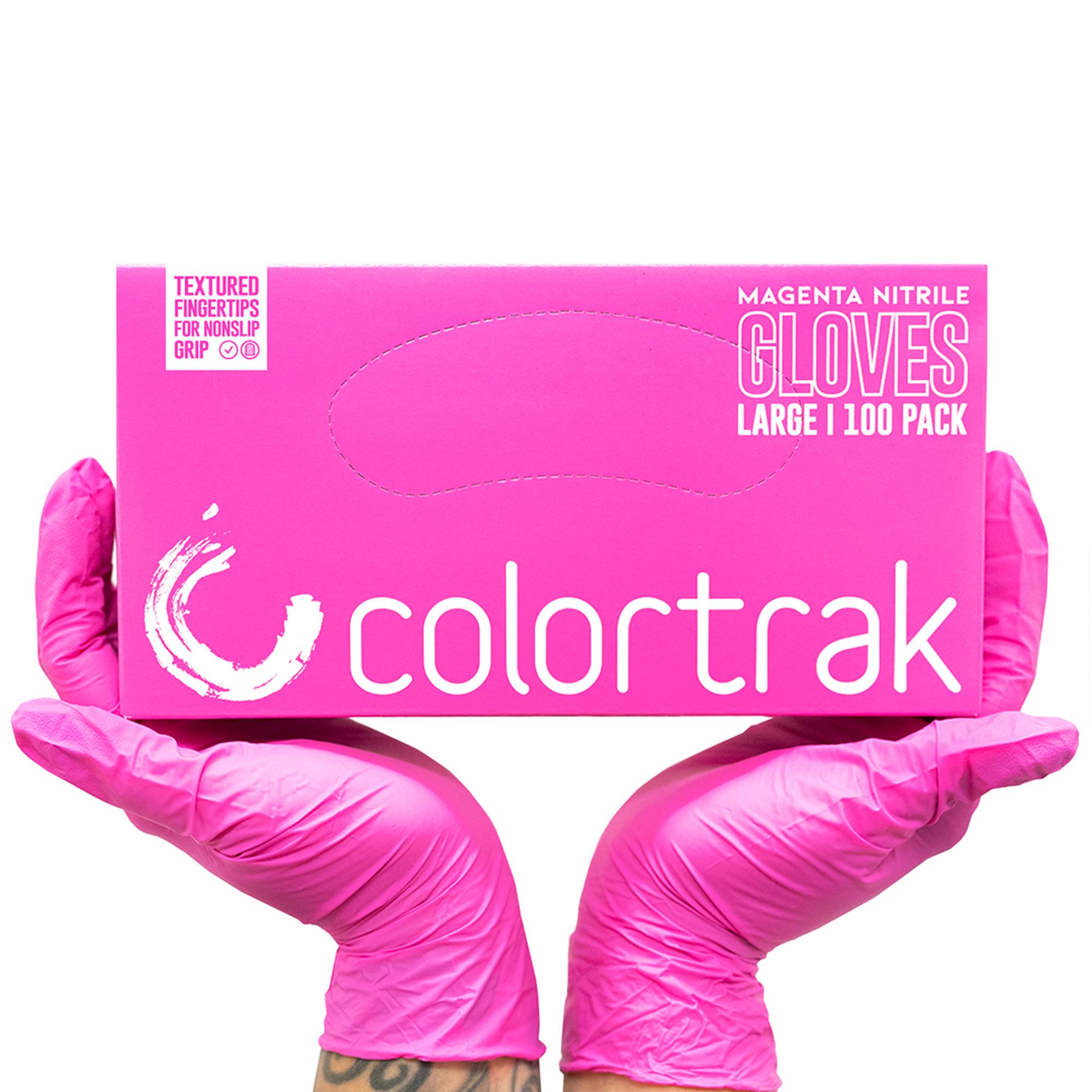 Premium Colortrak Nitrile Gloves - 100 Count, Magenta Disposable Gloves for Medical, Food Service & Cleaning - Latex-Free, Powder-Free, Durable Protection for Healthcare, Salon & Household Use