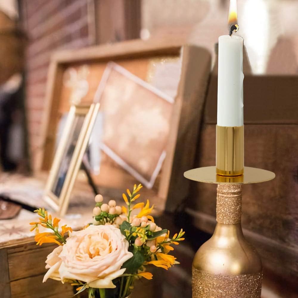 VINCIGANT Gold Wine Bottle Taper Candle Holder Set of 4 - Modern Candlestick for Votive Candles, Elegant Wedding & Birthday Party Decor, Romantic Dinner Table Centerpiece for Home Decor
