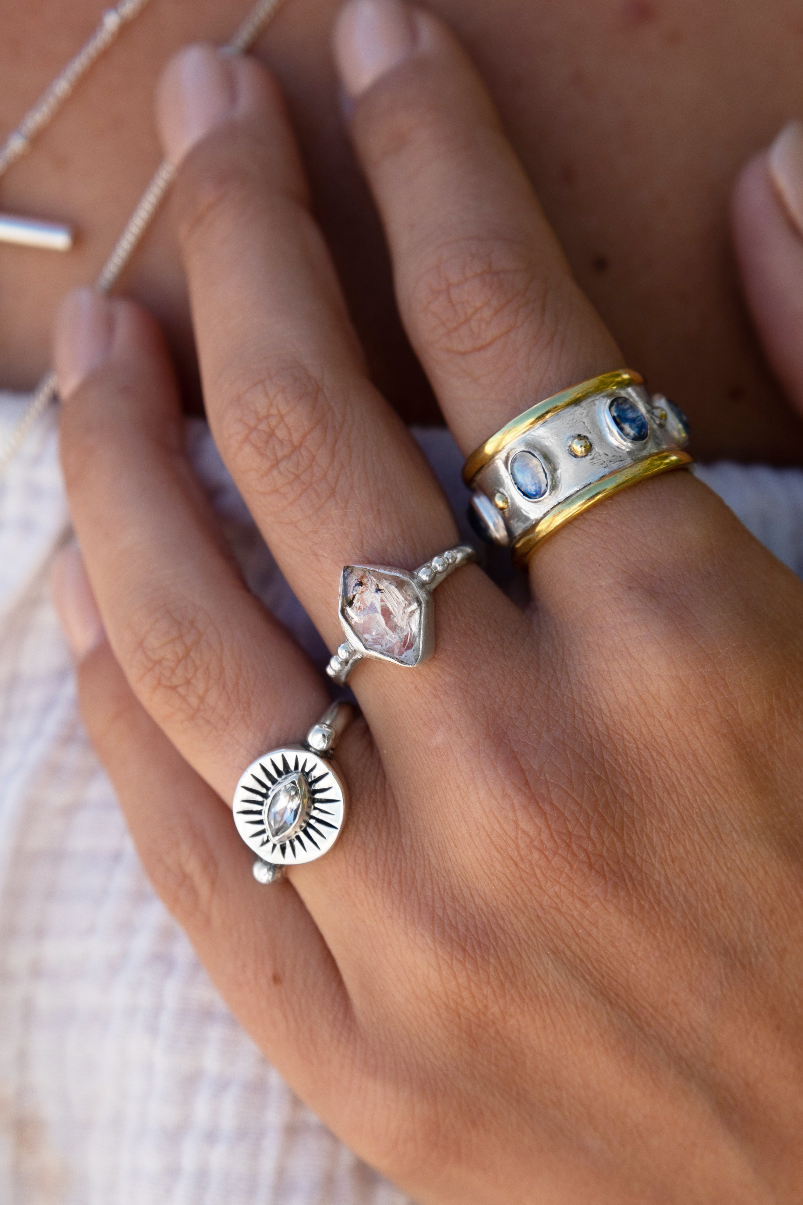 Herkimer Diamond Silver Ring - Genuine Natural Crystal Jewelry for Women - Elegant Handmade Sterling Silver Ring - Perfect for Everyday Wear, Gifts & Special Occasions