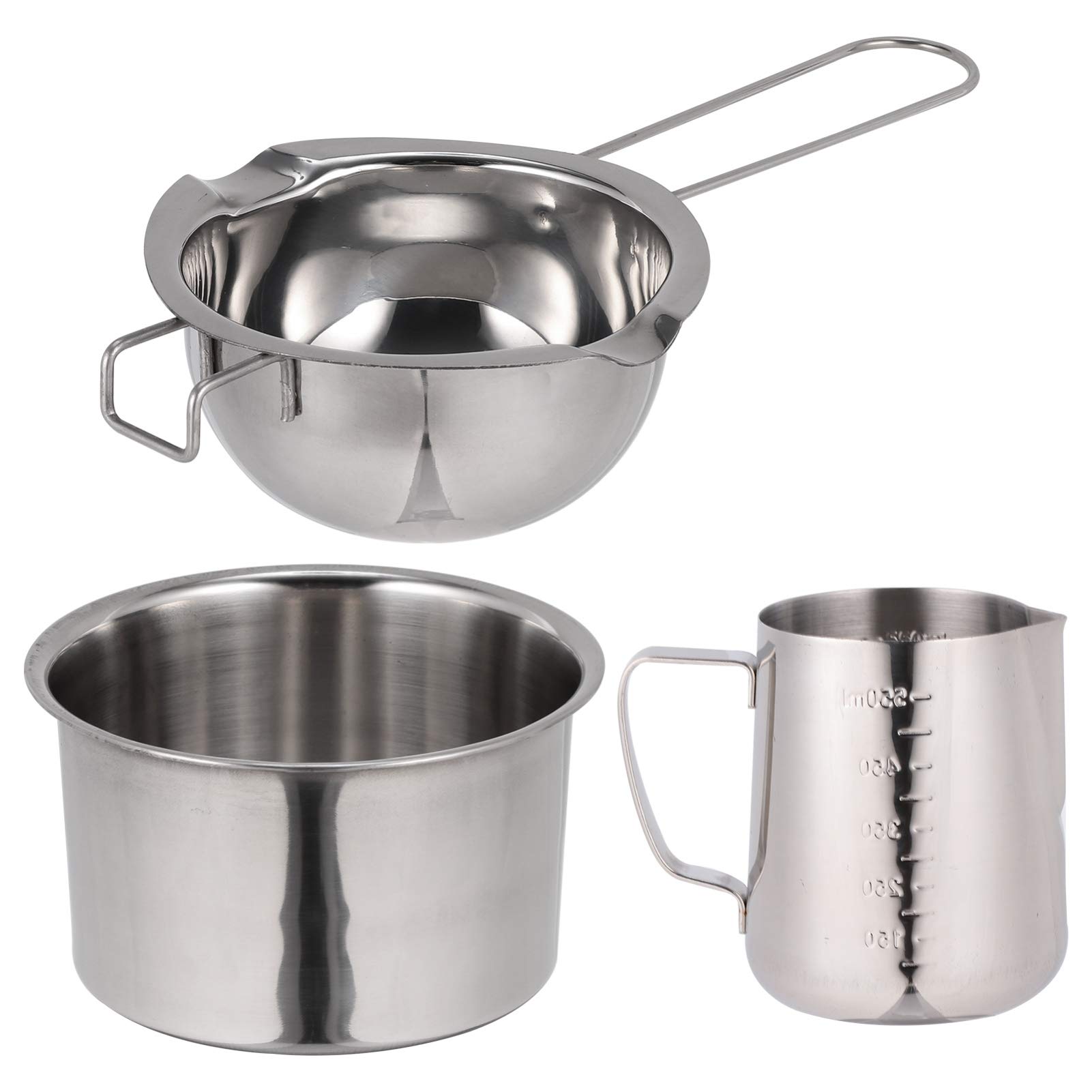 **Stainless Steel Double Boiler Pot 550ml - Metal Melting Pot with Measuring Cup for Candy, Candle, Baking - Perfect for Butter, Chocolate, Cheese & Caramel - Ideal for DIY Crafts, Home Baking & Kitchen Use**