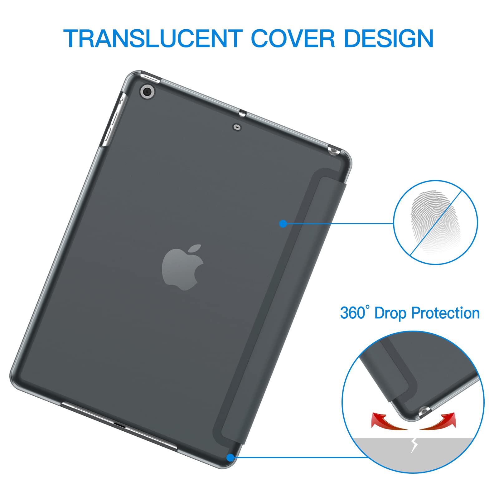 JETech iPad Air 1st Generation Case - Slim Protective Cover with Auto Wake/Sleep Feature for 9.7 Inch iPad Air 1 (Not Compatible with Air 2/3/4/5) - Dark Grey | Perfect for Work, Travel & Home Use