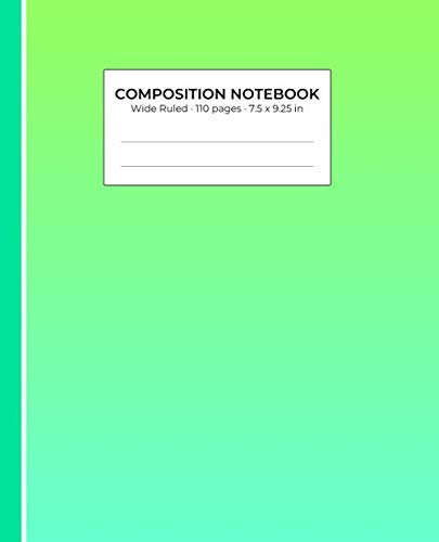 Colorful Neon Green & Blue Composition Notebook - Wide Ruled Blank Lined Pages for School, College & Office | Perfect for Students, Teens & Professionals | Ideal for Note Taking, Journaling & Homework Organization