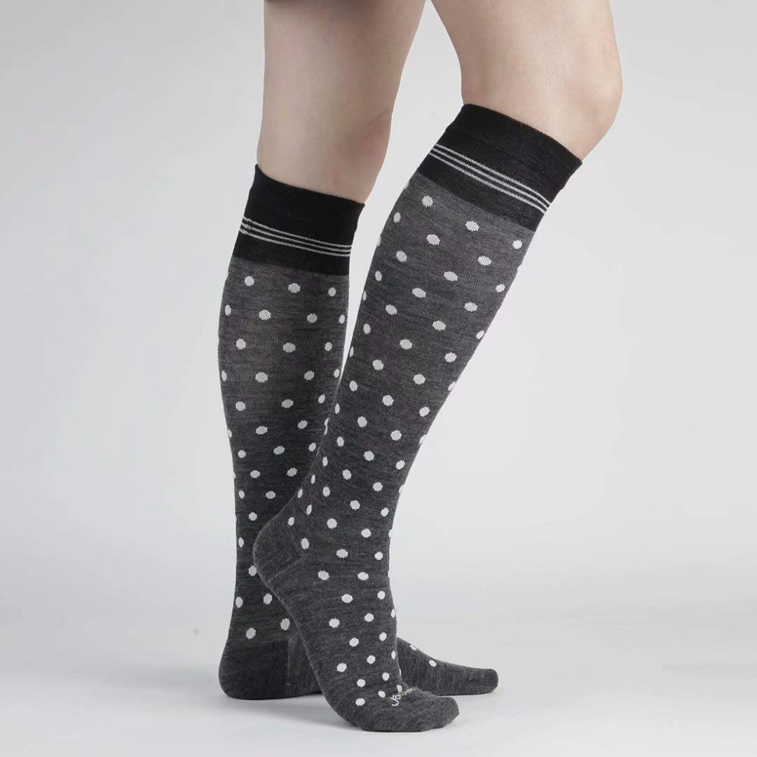 JAVIE Comfy Merino Wool Graduated Compression Socks (15-20mmHg) for Women & Men - Knee High Support Stockings for Travel, Sports & Circulation