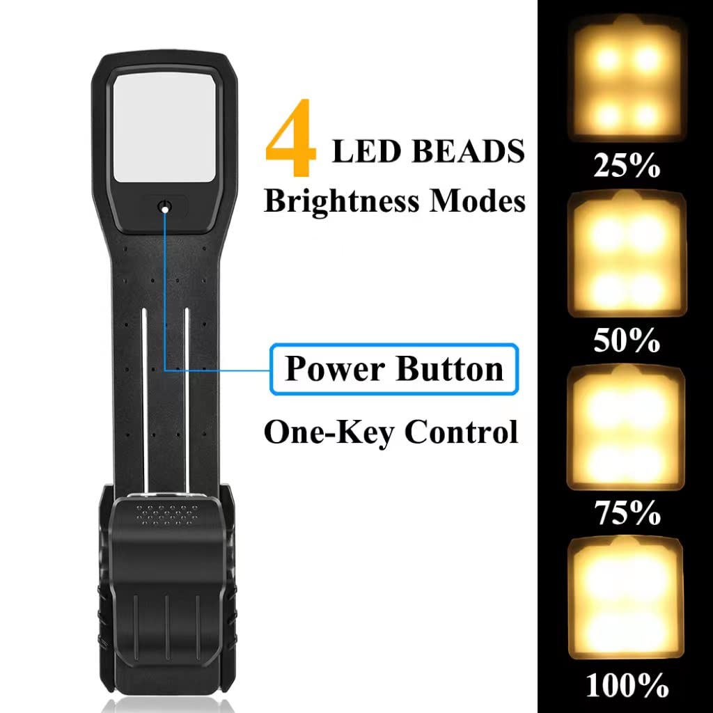 Rechargeable Book Light for Reading - 4 Brightness Levels, Eye-Care Warm Light, Flexible Neck Reading Lamp - Perfect for Bedtime Reading, Studying, Nighttime Use & Travel