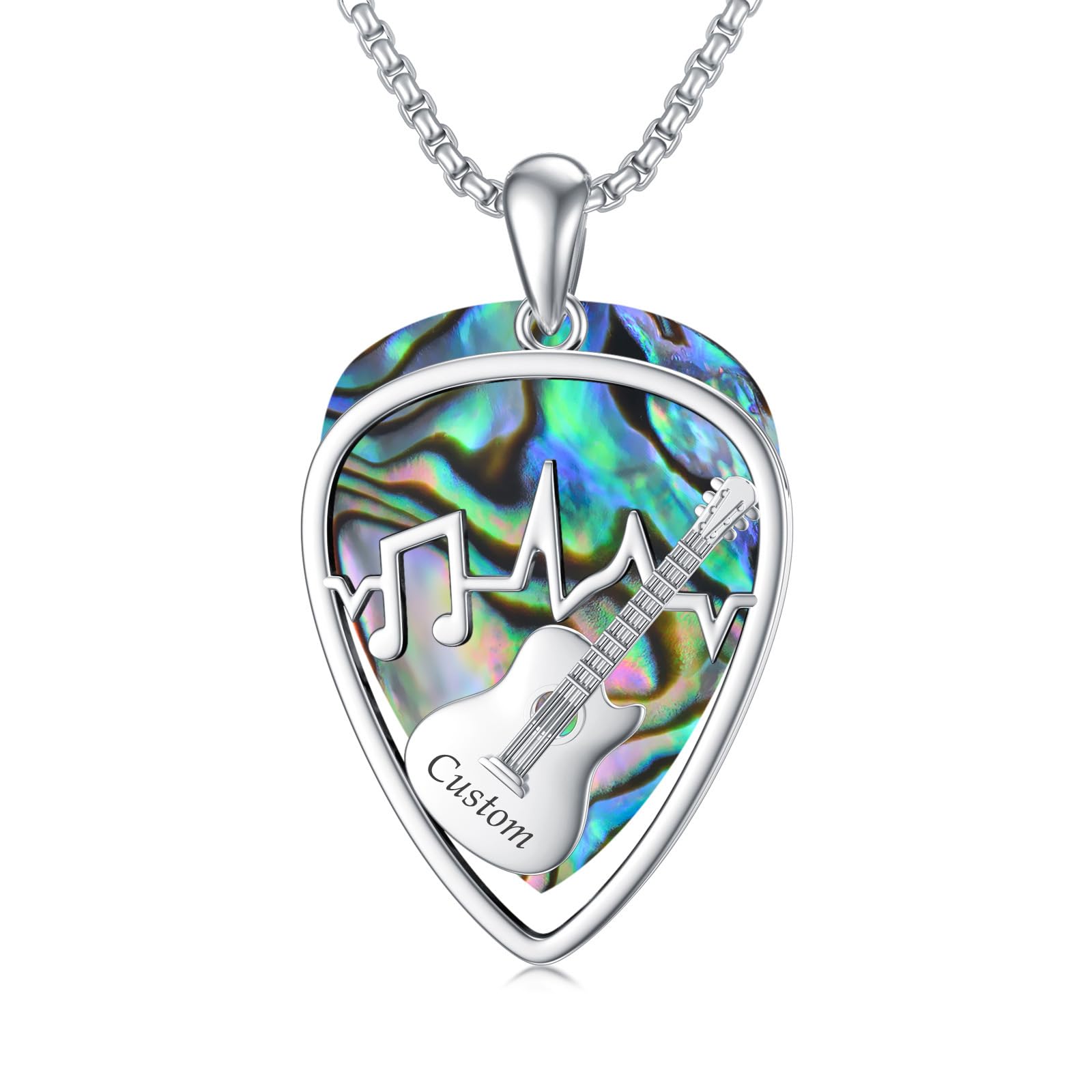 Dorunmo Sterling Silver Guitar Pick Holder Necklace - Personalized Soundwave Pendant for Musicians | Unique Gift for Guitar Lovers & Music Enthusiasts | Perfect for Performances, Concerts & Music Festivals