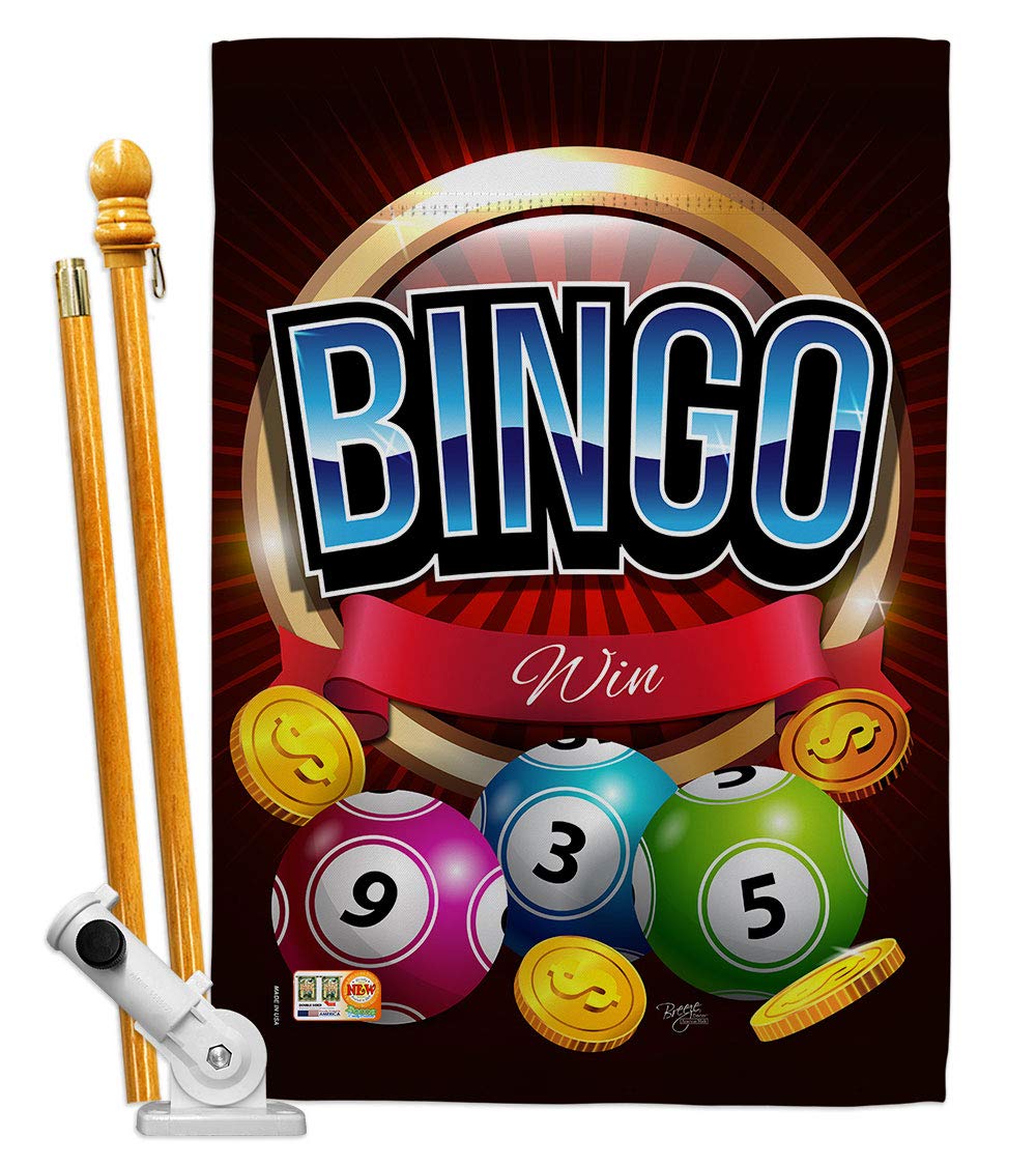 Breeze Decor Bingo House Flag Set 28x40 with Pole - Outdoor Garden Decor