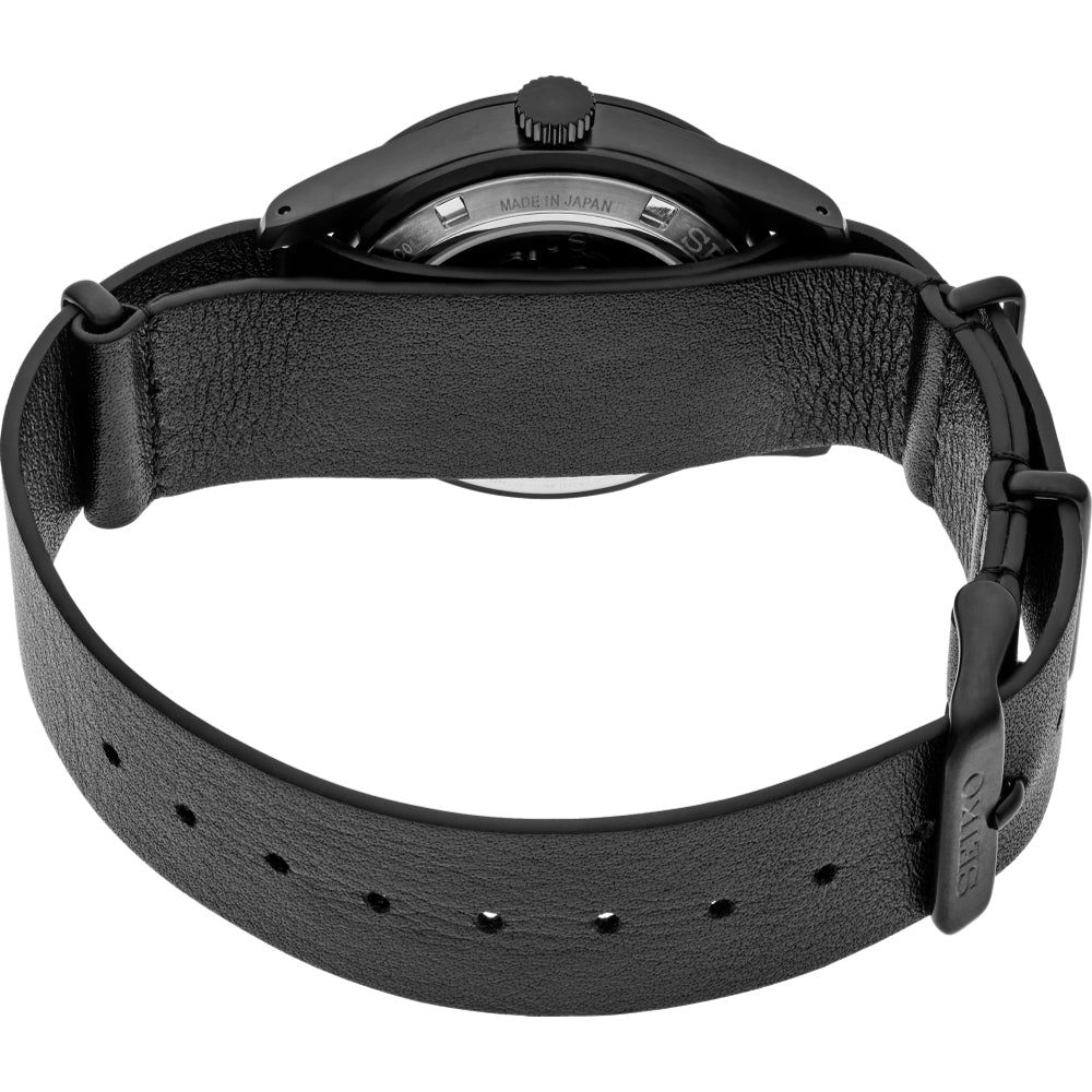 SSK025 5 Sports Field GMT 39.4mm Men's Watch - Black Dial with Genuine Leather Strap - Waterproof Automatic Watch for Travel, Business & Outdoor Activities