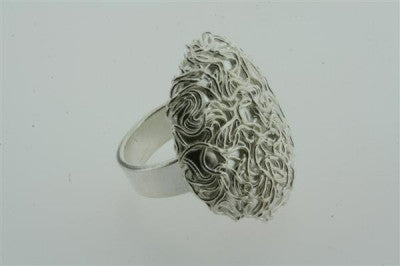 Elegant Convex Oval Textured Ring - 925 Sterling Silver for Women, Perfect for Everyday Wear, Gift Giving & Special Occasions