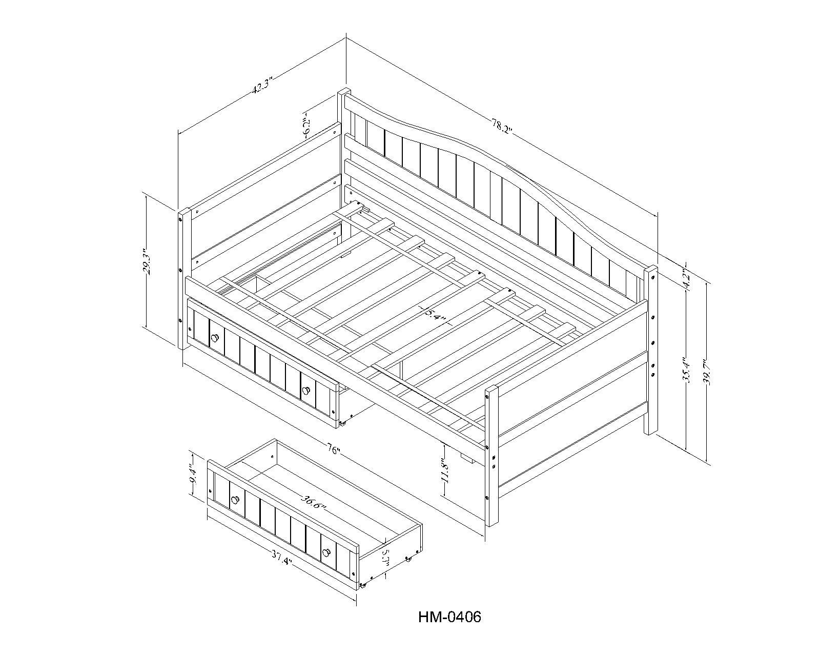 Hanway Twin Daybed with 2 Drawers - Solid Pine Wood Frame - Extra Storage Space - Durable White Painted Design for Bedroom, Guest Room or Kids Room