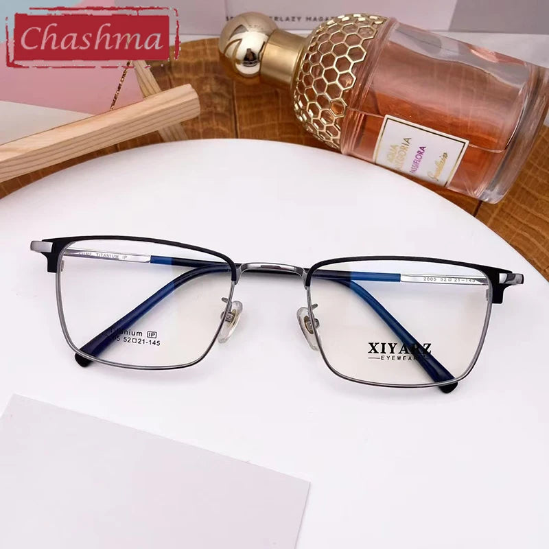 Premium Titanium Full Rim Square Eyeglasses for Men - Lightweight & Durable Frame (Model 42005) | Perfect for Office, Reading & Everyday Fashion