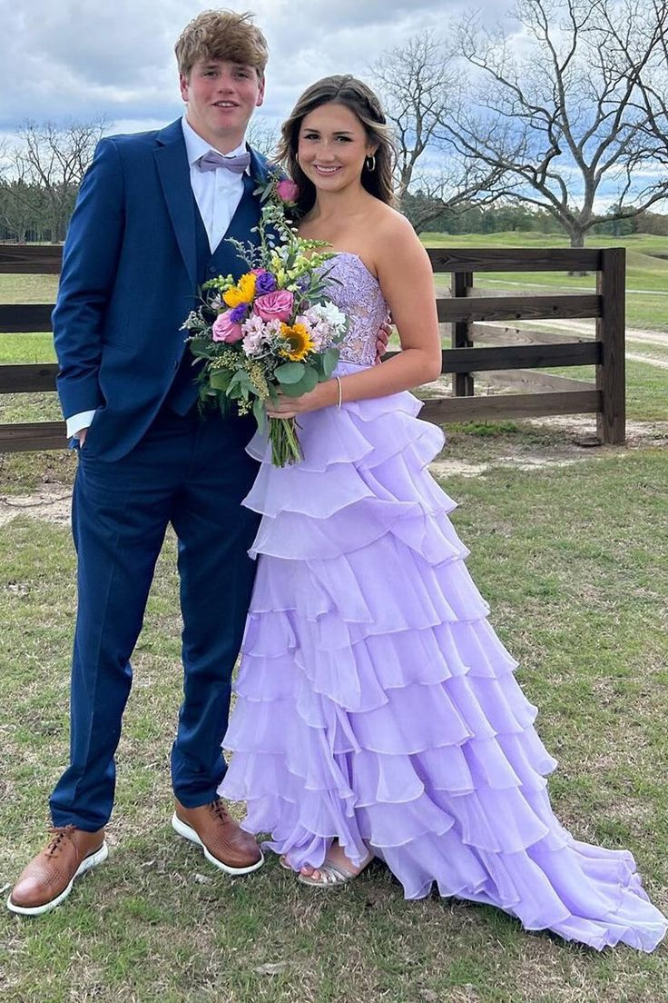 Lavender Sweetheart Ruffles Tiered Long Prom Dress J5825 - Elegant Formal Gown for Homecoming, Wedding, and Evening Events