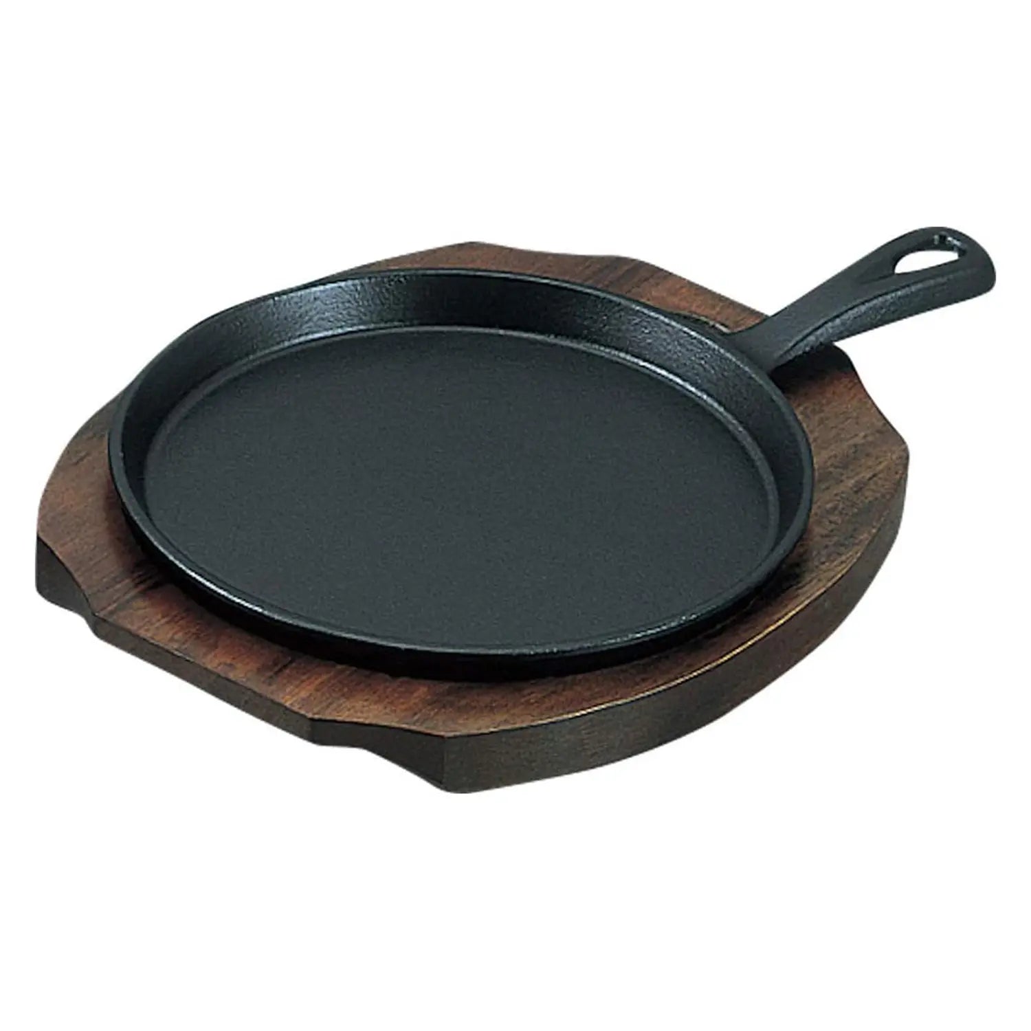 Premium Asahi Chuzo Cast Iron Sizzling Platter with Wooden Handle - Perfect for Steak, Fajitas & Sizzling Hot Dishes at Home or Restaurant