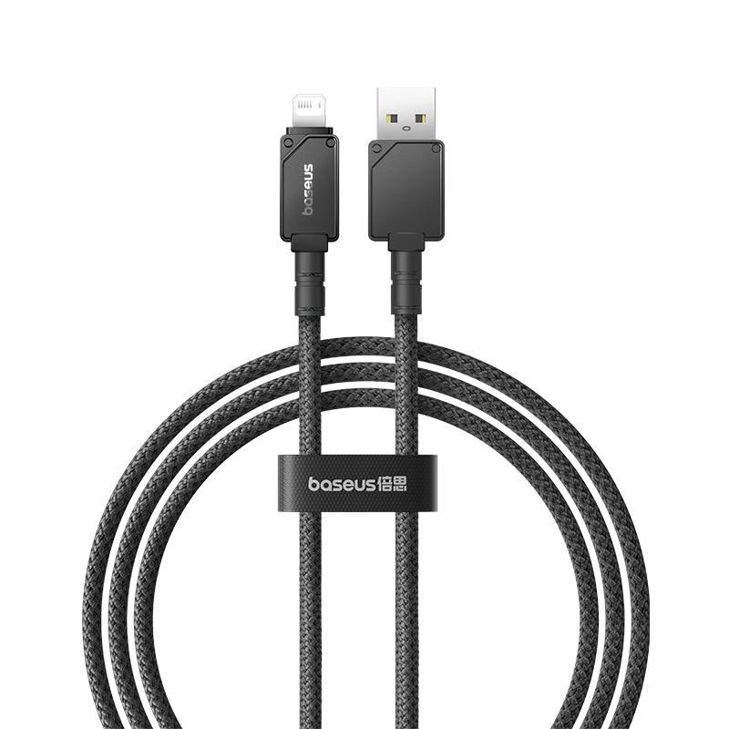 Baseus Unbreakable Fast Charging Cable 1m USB to Lightning 2.4A Black - Durable Charger for iPhone iPad at Home Office Travel