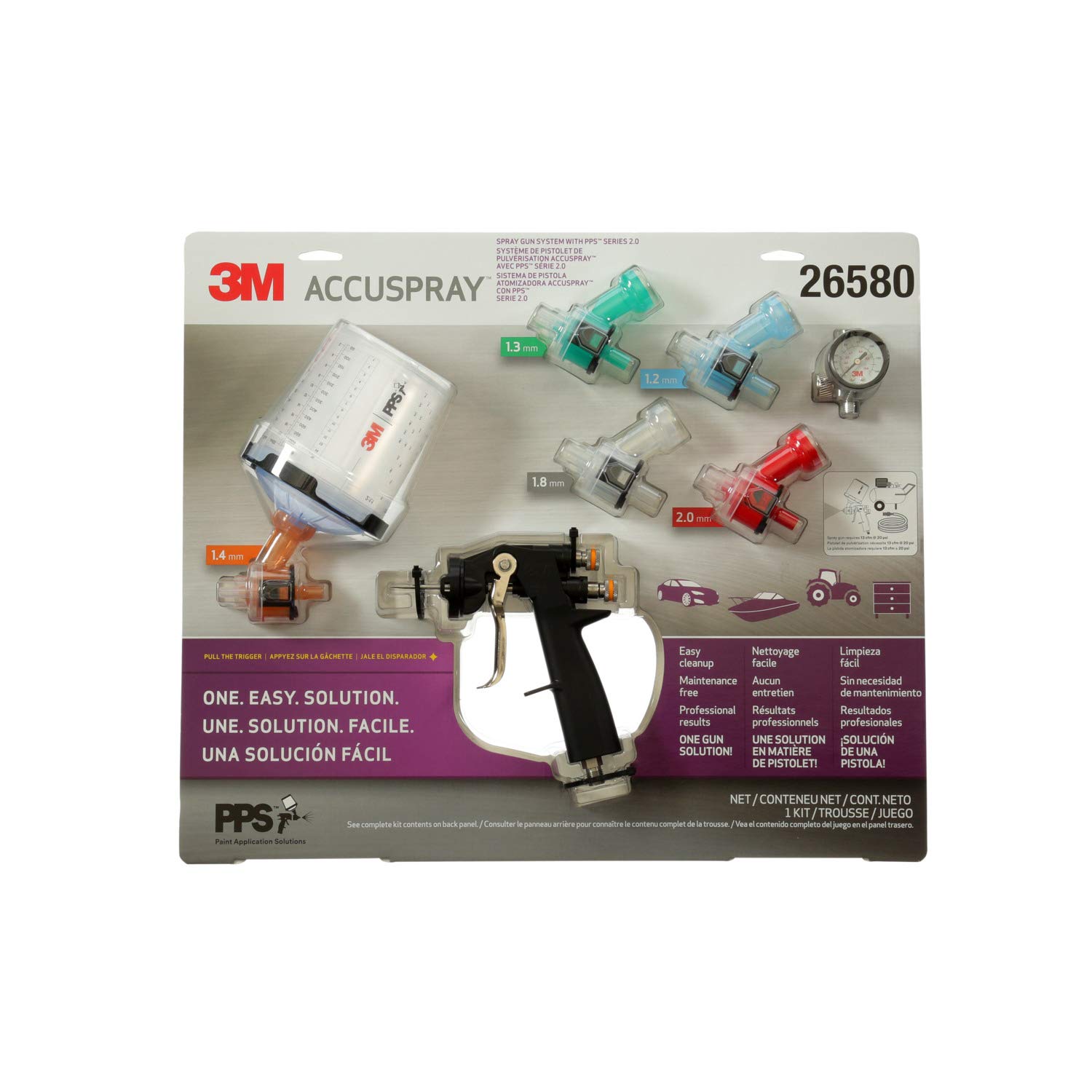 3M Accuspray Paint Spray Gun System with PPS 2.0 (26580) - Standard 22 oz Kit Includes 1 Gun, 1 Cup, 5 Disposable Lids/Liners, 5 Nozzles & 3 Sealing Plugs - 2 Pack for Automotive, Furniture & DIY Painting Projects