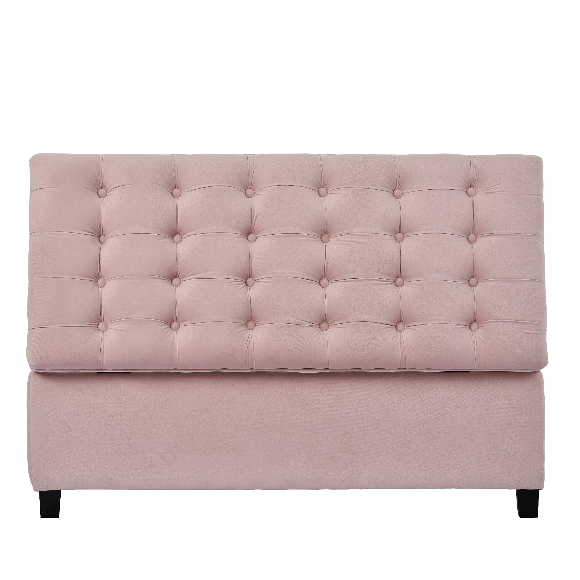 Flip Top Storage Ottoman Bench with Padded Seat - Multi-Purpose Storage Chest for Bedroom & Living Room - Pink - Perfect for Extra Seating, Blanket Storage, and Home Organization
