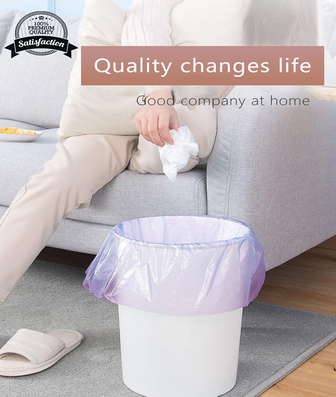 **Purple Small Trash Bags - 1.2 Gallon (5 Rolls, 200 Count) | 5 Liter Garbage Bags for Bathroom, Home & Office | Perfect for Small Trash Cans, Diaper Pails & Desk Bins**
