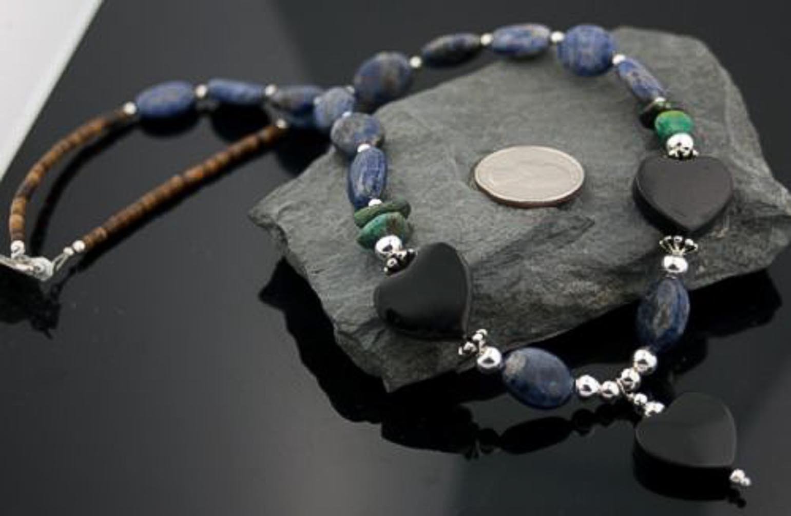 Authentic Navajo .925 Sterling Silver Lapis & Black Onyx Native American Necklace - Handcrafted Jewelry for Women, Perfect for Gifts, Special Occasions & Boho Fashion
