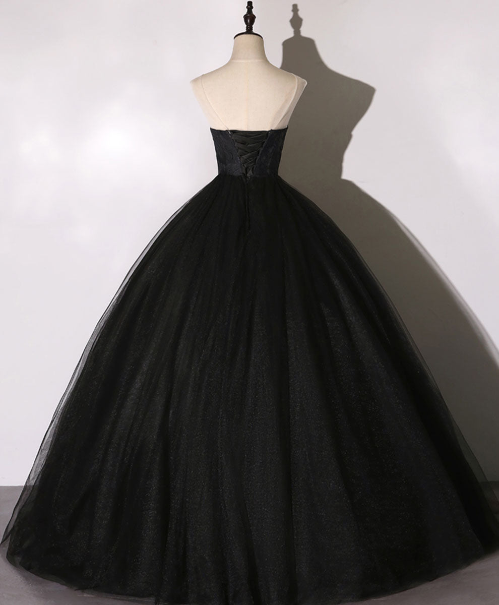 Elegant Black Sweetheart Neck Tulle Long Prom Dress - Formal Evening Gown for Homecoming, Ball & Special Occasions