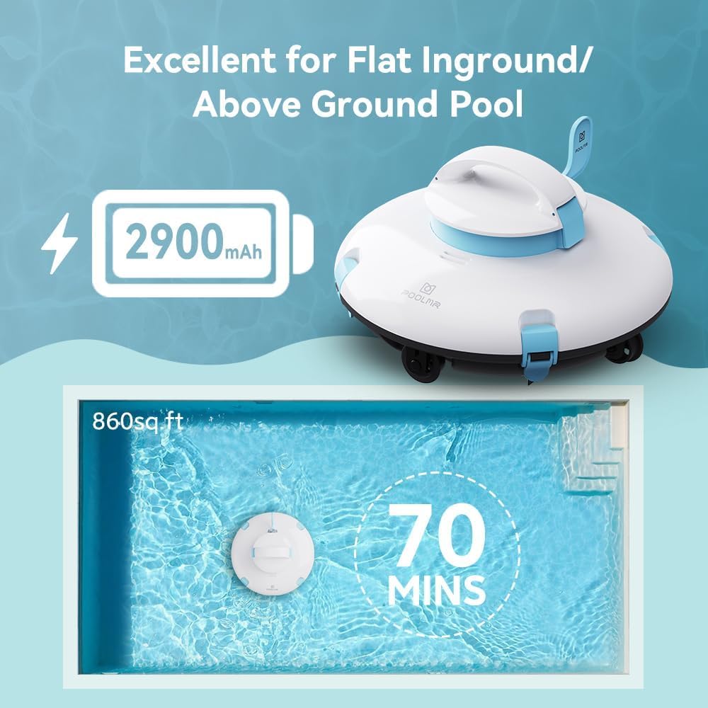 **Automatic Cordless Robotic Pool Cleaner for Above Ground Pools – 52 Ft/Min High-Speed, Dual-Motor, IPX8 Waterproof, Self-Parking – Ideal for Flat Swimming Pools (Blue) – Perfect for Easy Pool Maintenance & Crystal Clear Water**