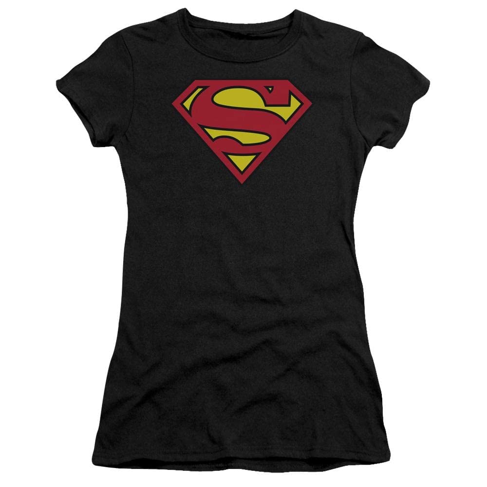 Superman Classic Logo Junior's T-Shirt for Kids | DC Comics Superhero Graphic Tee | Casual Wear & Cosplay Costume for Boys & Girls