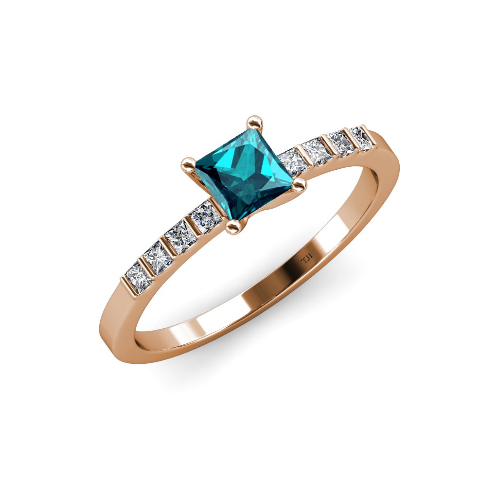 London Blue Topaz & Diamond Engagement Ring 0.80ctw (SI1-SI2, G-H) in 14K Rose Gold - Perfect for Proposals, Anniversaries & Special Occasions