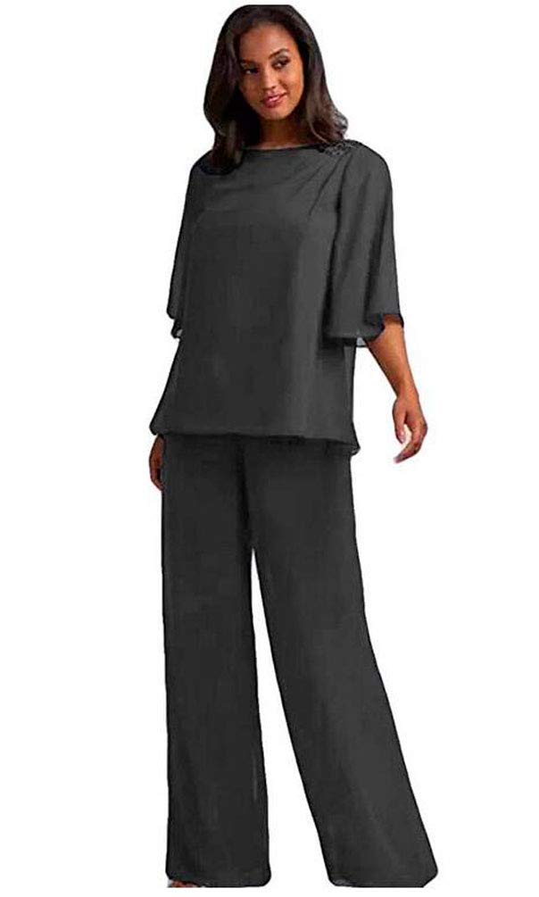 2-Piece Pantsuit for Mother of the Bride - Half Sleeve Wedding Guest Outfit, Women's Formal Evening Dress Suit | Perfect for Weddings, Receptions, and Special Occasions