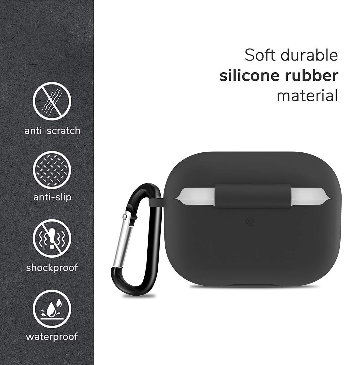 Premium Luvvitt Protective Case with Key Ring for Apple AirPods Pro (2019 Model) - Sleek Black Design | Perfect for Travel, Gym & Everyday Use