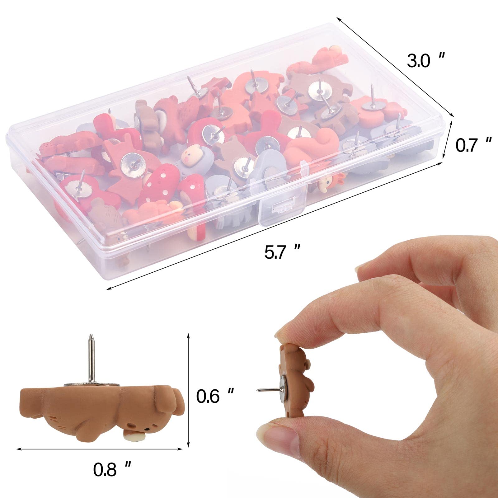 Cute Animal Push Pins 30Pcs for Cork Board - Office & Home Decor