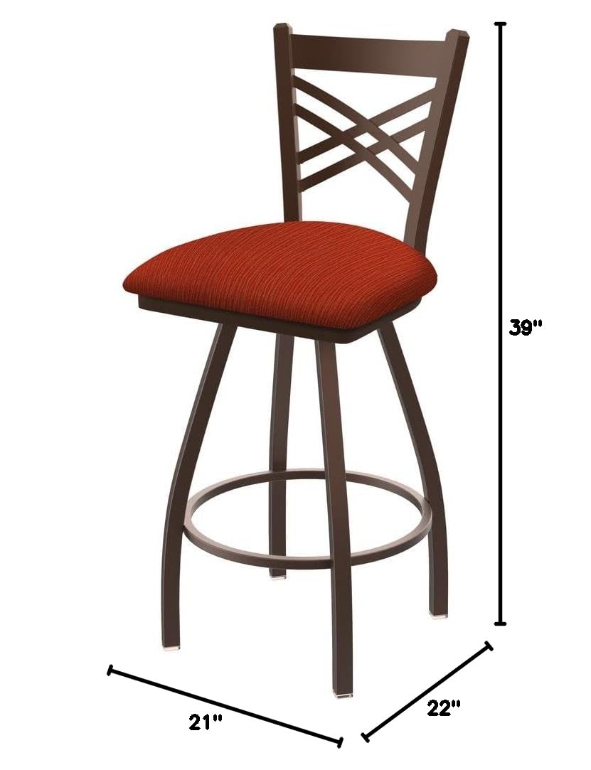 Holland Bar Stool Co. XL 820 Catalina Swivel Bar Stool with Graph Poppy Upholstery - Adjustable Height Counter Stool for Kitchen Island, Bar, or Dining Room