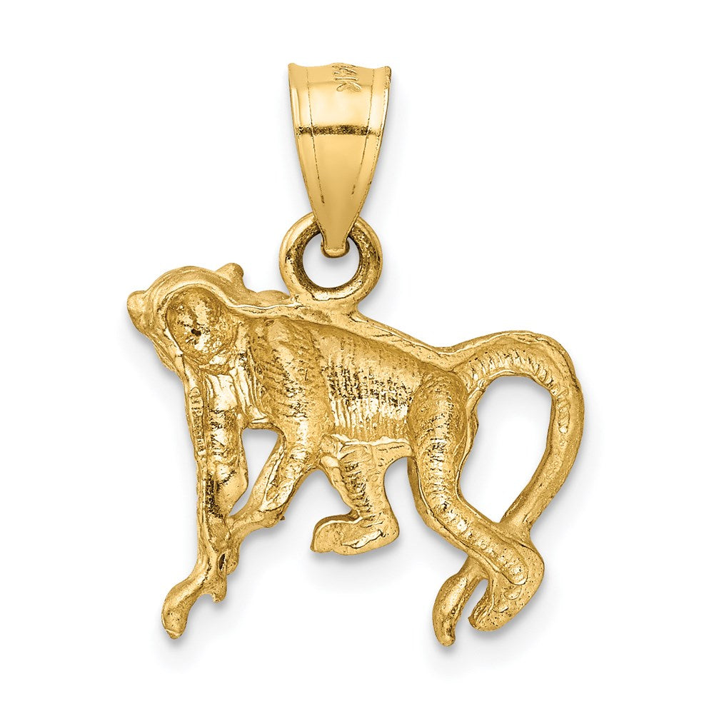 14K Gold Diamond-Cut Monkey Pendant Necklace - Elegant Zodiac Jewelry Gift for Women, Perfect for Birthdays, Anniversaries & Special Occasions