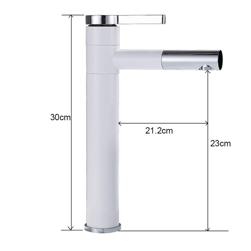 360° Rotatable Single Lever Bathroom Sink Faucet - Elegant White European Design Countertop Basin Mixer Tap for Bathroom & Kitchen (H:30cm) - Perfect for Modern Homes, Apartments, and Renovation Projects