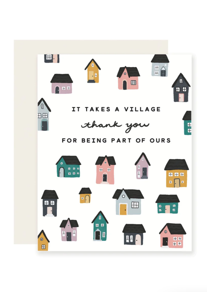 Takes A Village Thank You Card - Elegant Greeting Cards for Teachers, Nurses & Caregivers - Perfect for Appreciation Gifts & Special Occasions