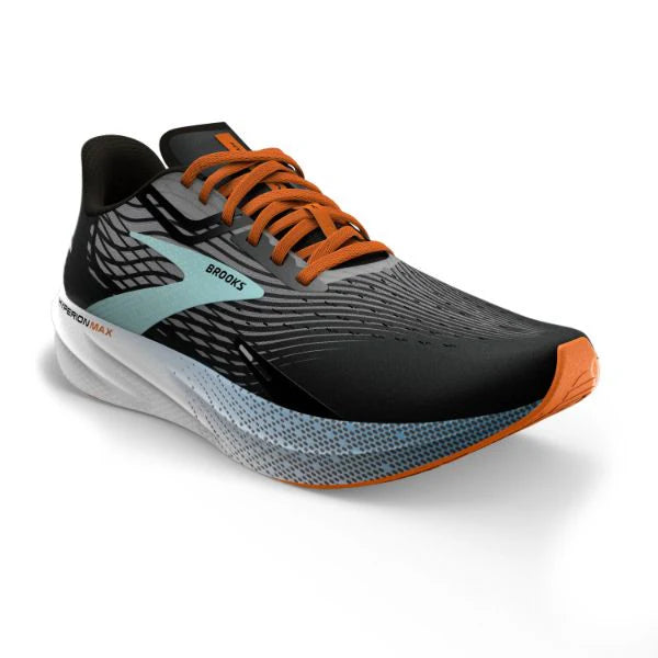 Brooks Men's Hyperion Max Running Shoes - Lightweight & Cushioned for Marathon Training - Black/Grey/Orange Clown Fish Design - Perfect for Road Running, Gym Workouts & Daily Wear