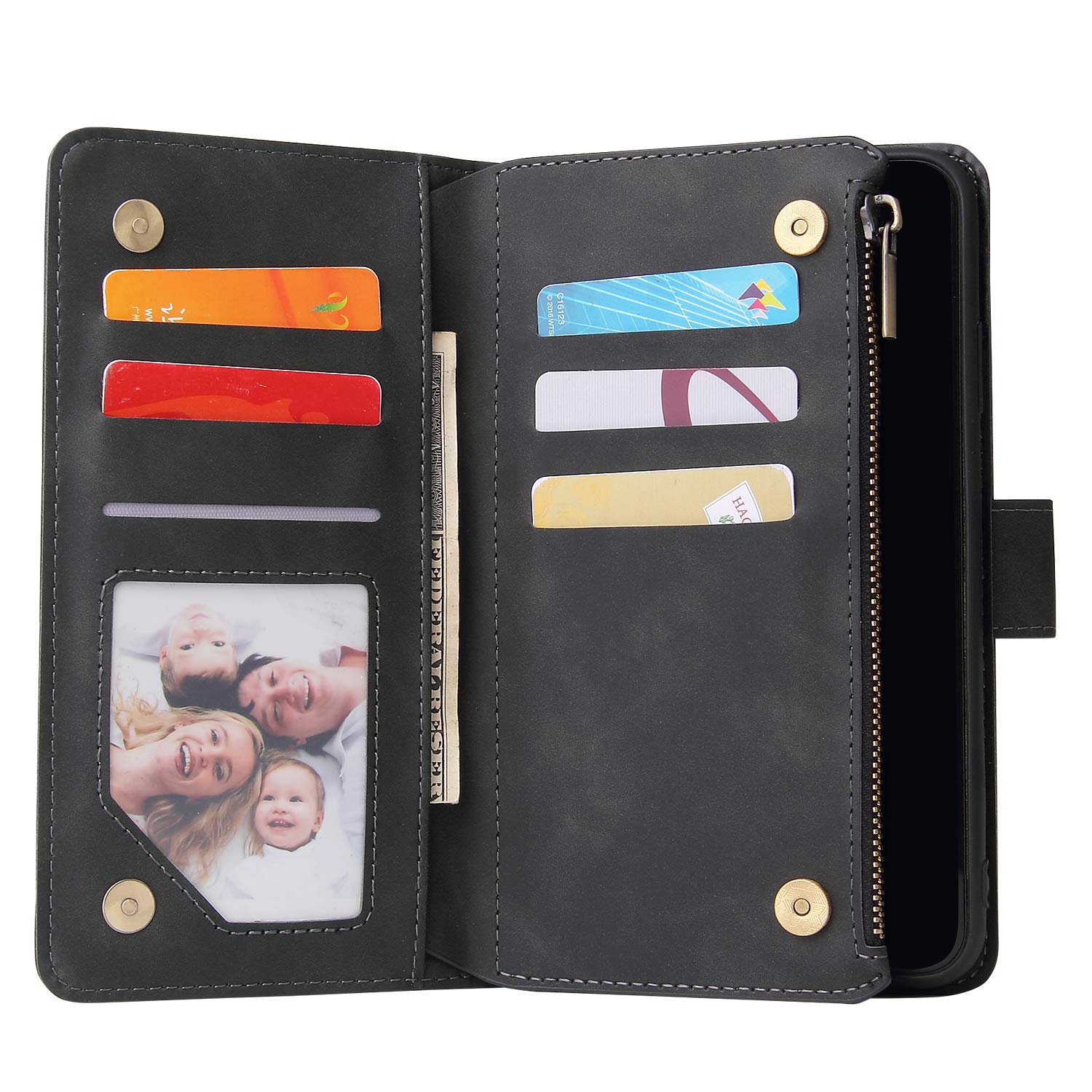 ASUWISH iPhone Xs Max Wallet Case with Tempered Glass Screen Protector - Flip Cover Card Holder & Stand - Compatible with iPhone X/XS/XR/XS Max/10/10S/10 Plus (Black) - Perfect for Work, Travel & Daily Use