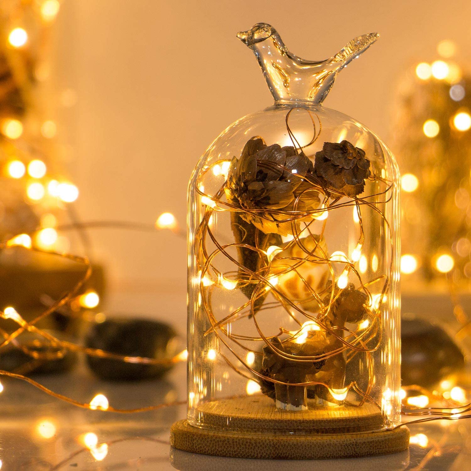 Battery Operated LED String Lights - 5m/16ft Warm White Mini Copper Wire Fairy Lights for Bedroom, Christmas, Wedding, Party & Home Decor - Perfect for Indoor/Outdoor Decoration, Centerpieces & Mood Lighting