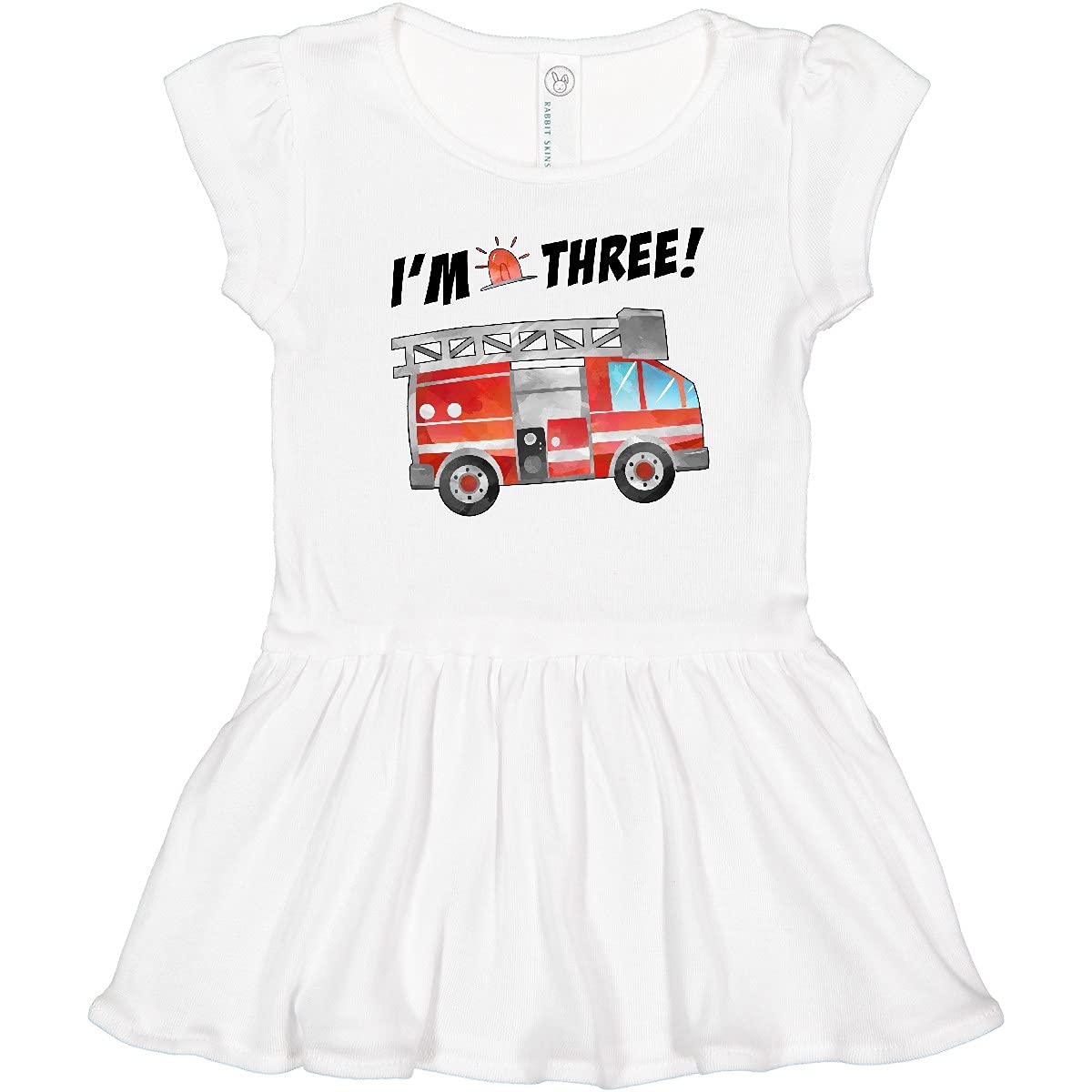 inktastic I'm 3 Fire Truck 3rd Birthday Toddler Dress - Perfect for Birthday Parties, Photo Shoots & Special Occasions