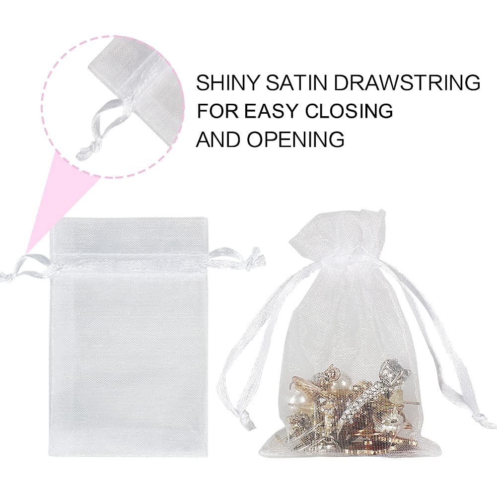 Mini Organza Bags 100PCS 2x3 Inch White Jewelry Pouches for Wedding Gifts & Party Favors