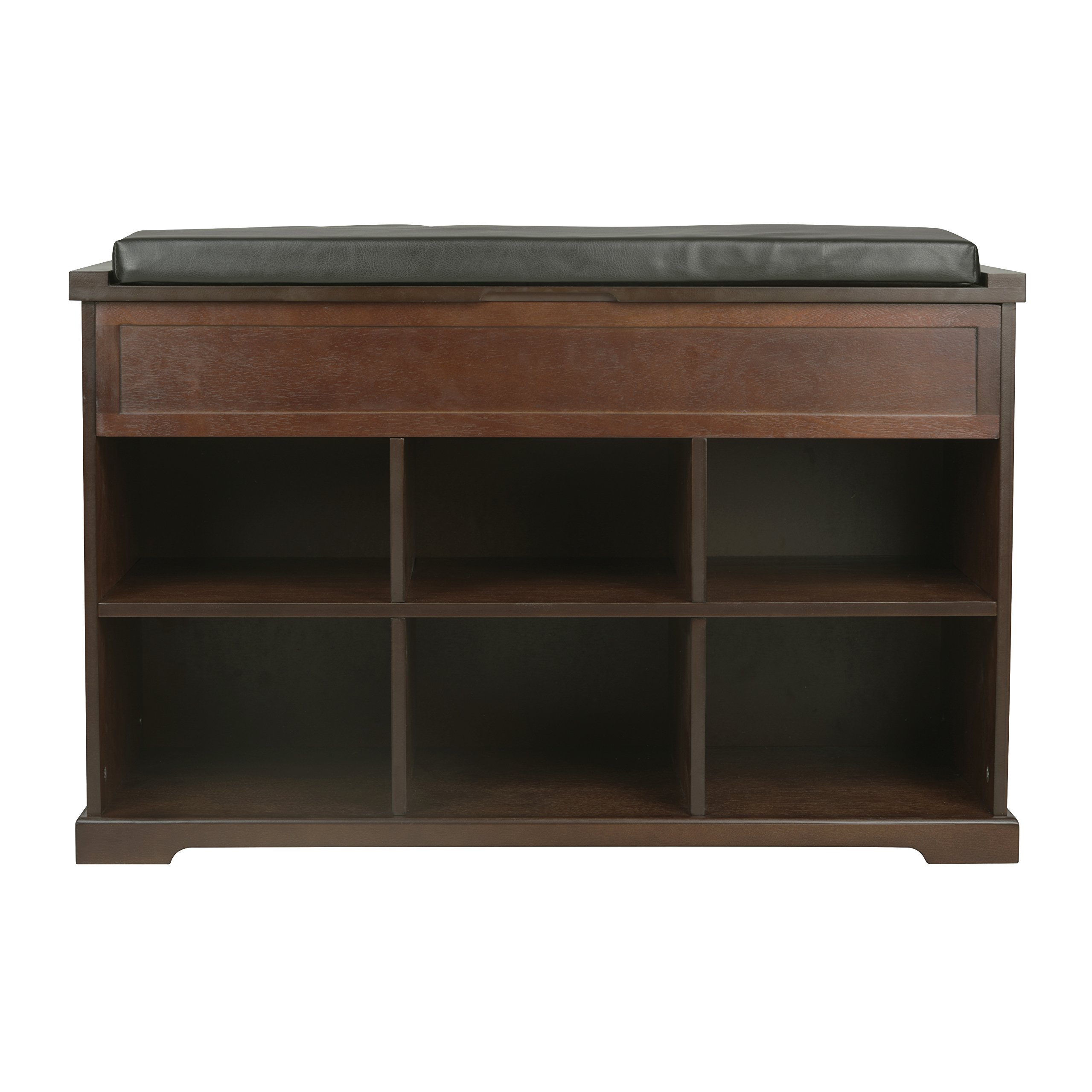 Merry Products Wooden Shoe Bench with Cushion & Storage - Entryway Shoe Rack Bench for Organizing Shoes, Boots & Accessories - Perfect for Hallway, Mudroom or Bedroom Decor