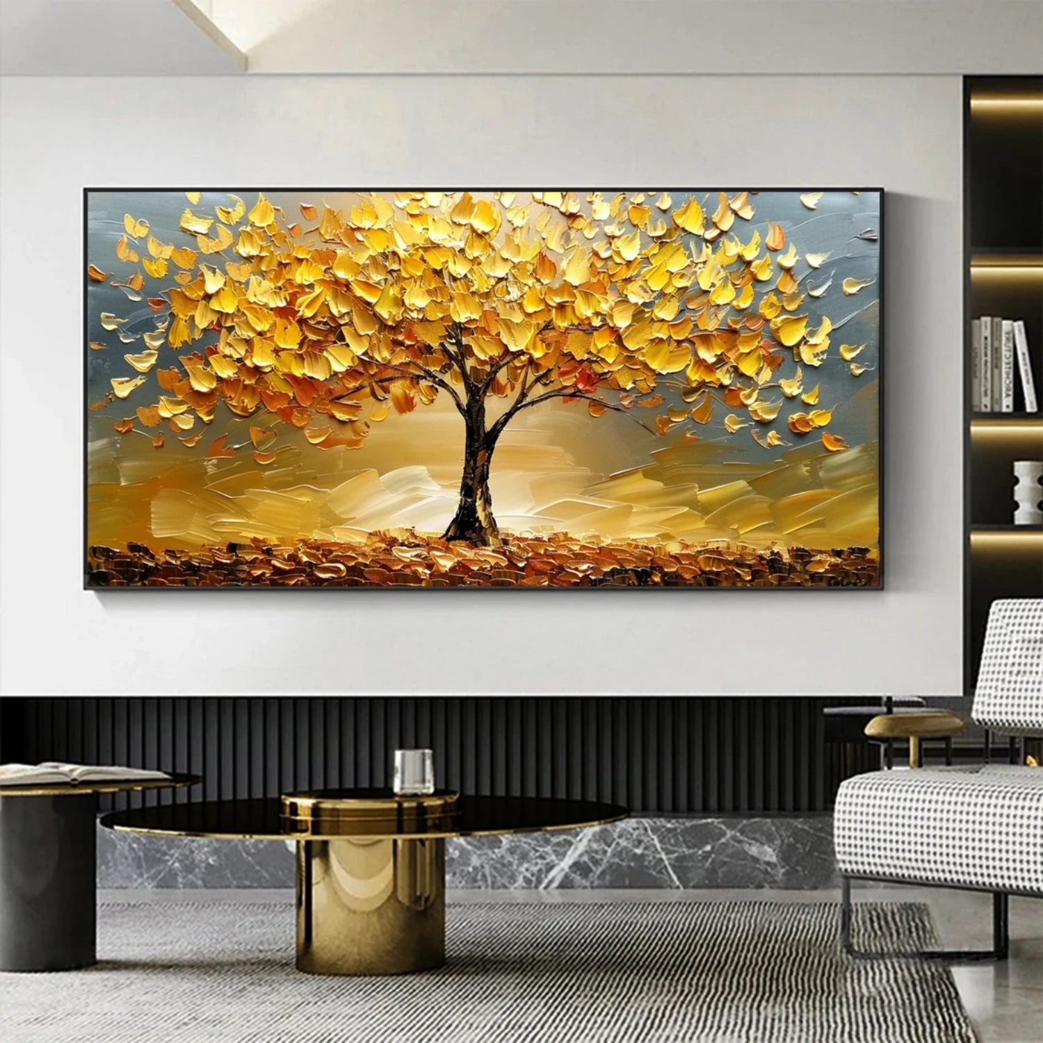 Flower and Tree Painting #FT 193 - Handmade Canvas Wall Art for Home Decor, Living Room, Bedroom & Office