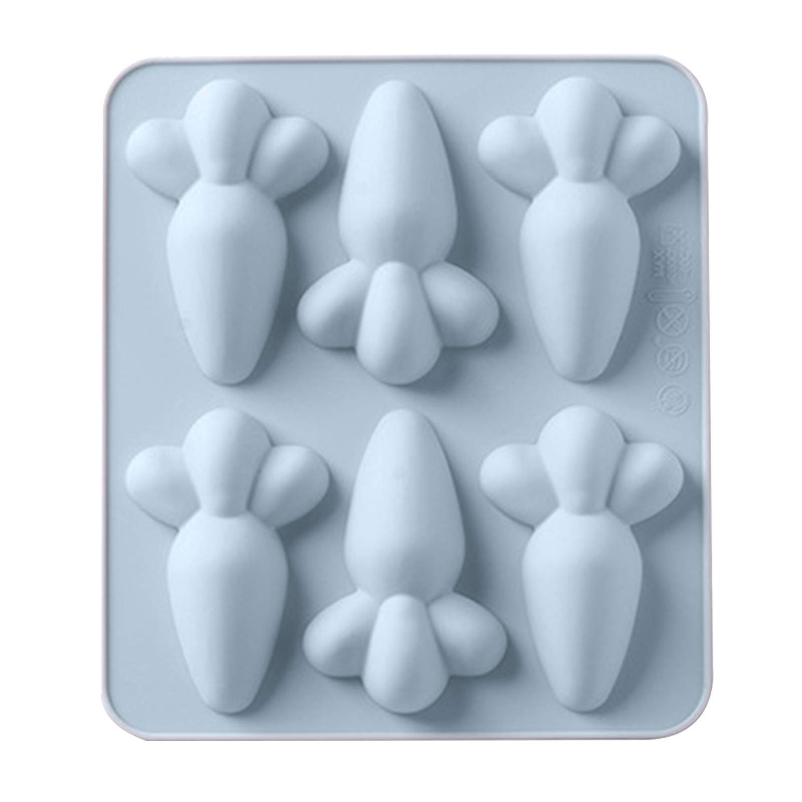 6-Hole Easter Silicone Molds for Chocolate, Fondant & Cake Decorating - Vegetable Carrot & Egg Shapes - DIY Baking Tools (Blue) - Perfect for Easter Parties, Holiday Treats & Home Baking Projects