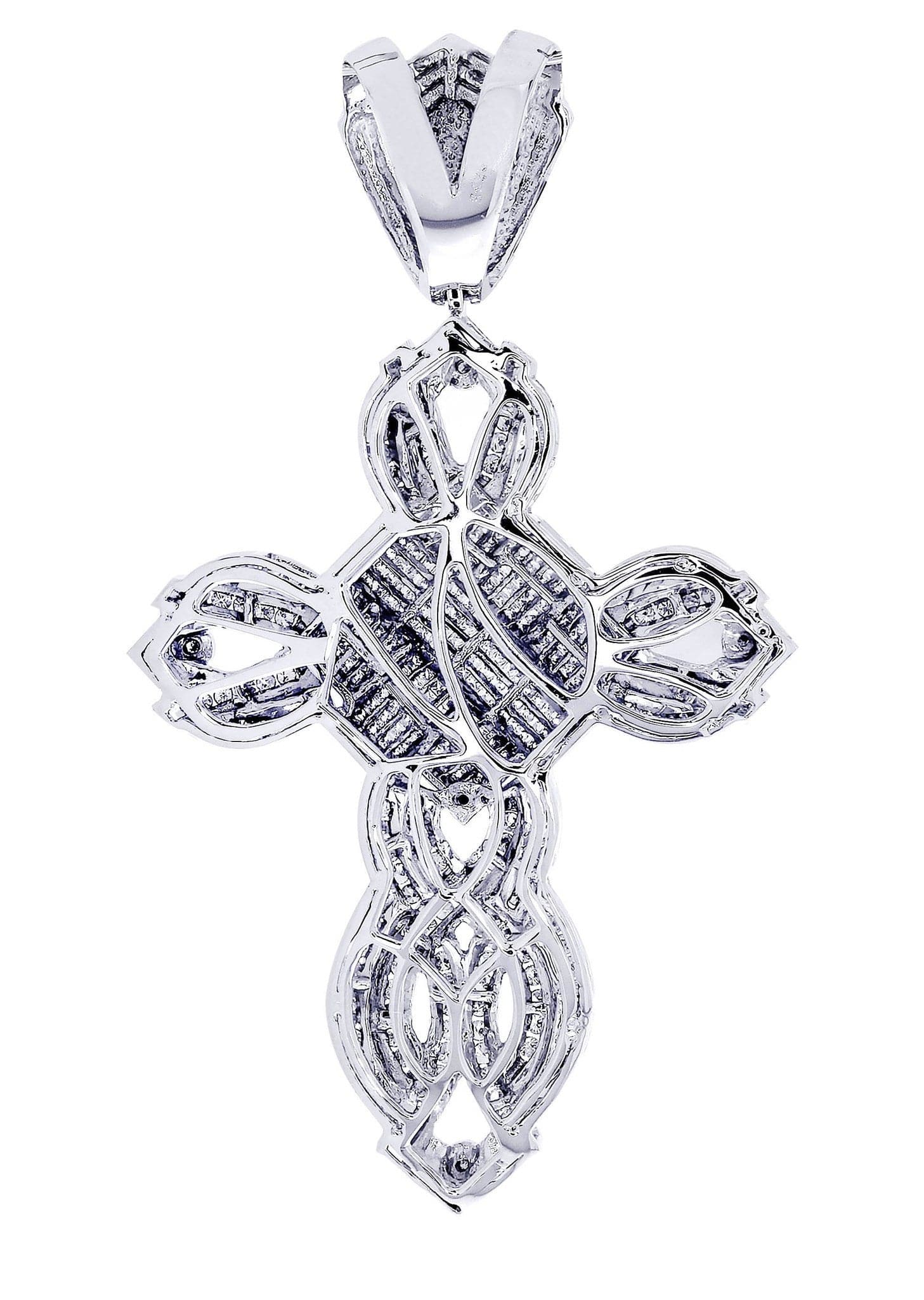 3.26 Carat Diamond Cross Pendant Necklace - 23.84 Grams Solid Gold Religious Jewelry for Women - Perfect for Baptism, First Communion & Special Occasions