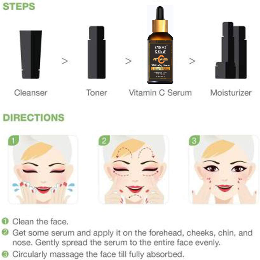Barbers Crew Vitamin C Face Serum - Whitening & Anti-Aging Treatment for Bright, Glowing Skin (30ml) | Daily Skincare Routine for Men & Women | Perfect for Morning & Night Use