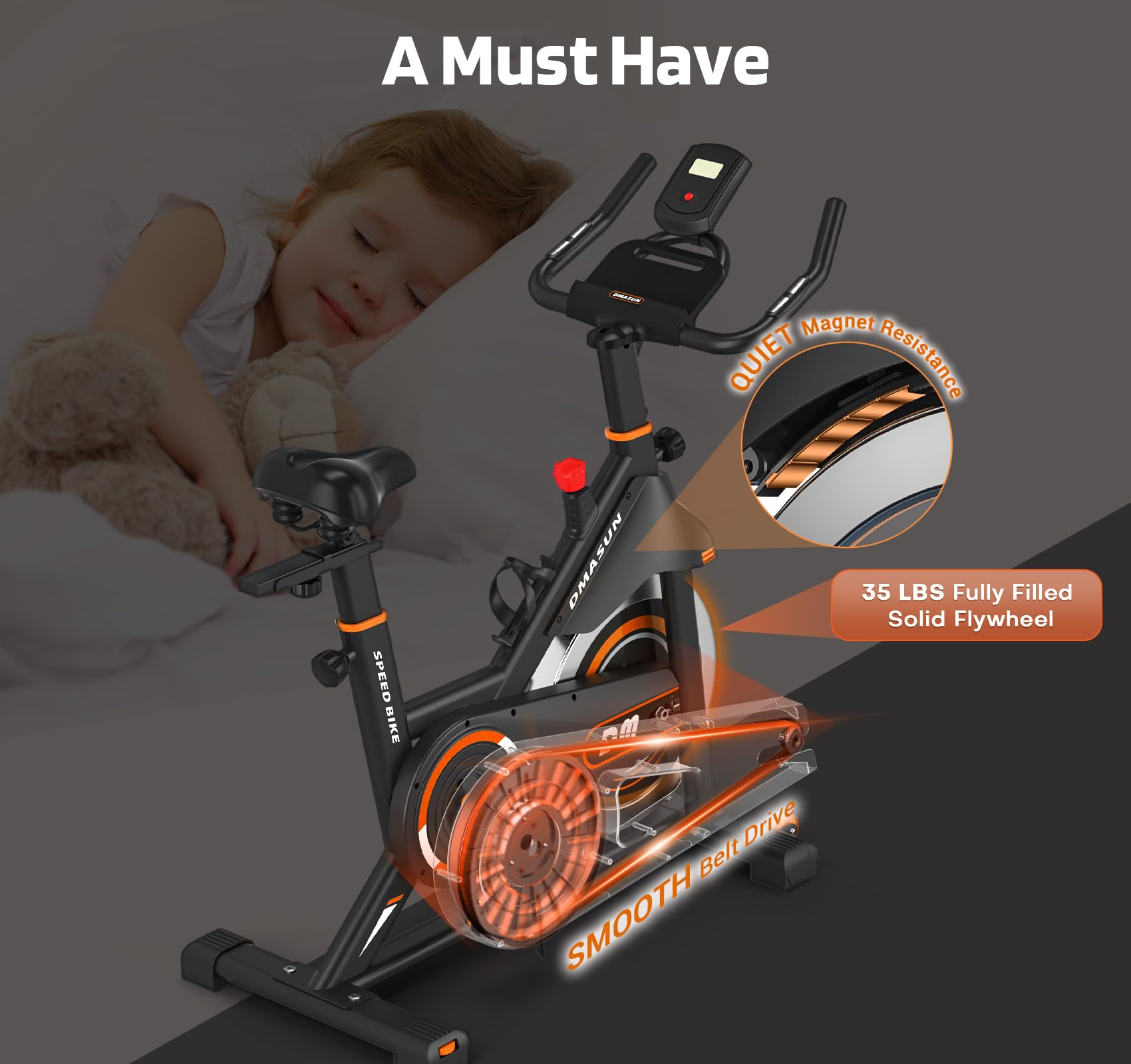 DMASUN Magnetic Resistance Exercise Bike for Home Gym - Indoor Cycling Bike with Comfortable Seat Cushion & Digital Pulse Display - Perfect for Cardio Workouts, Weight Loss & Home Fitness Training